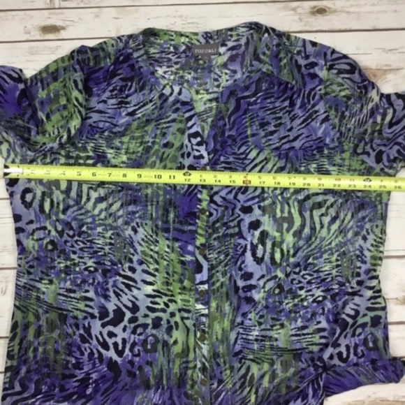 Hi-Lo Abstract Animal Print Blouse Top Roz & Ali - Picture 7 of 7